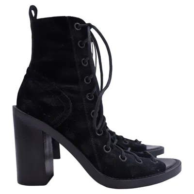 Ann Demeulemeester Lace-up Sandals In Black Velvet