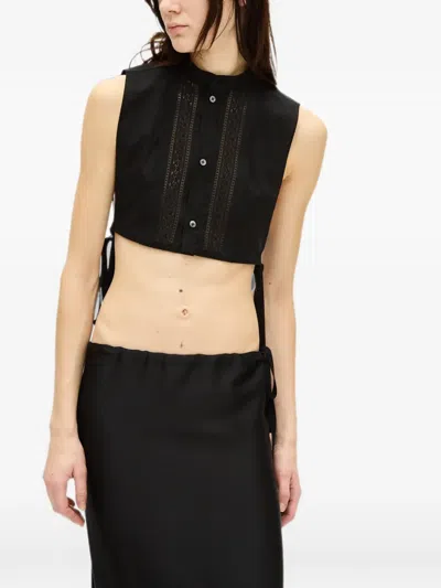 Ann Demeulemeester Lace-detail Sleeveless Top In Black
