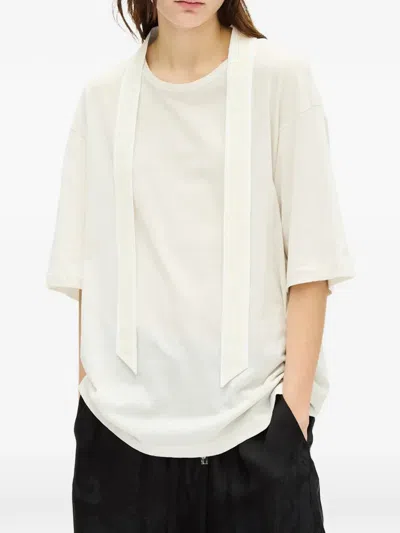 Ann Demeulemeester Lace-trim Jersey T-shirt In Yellow