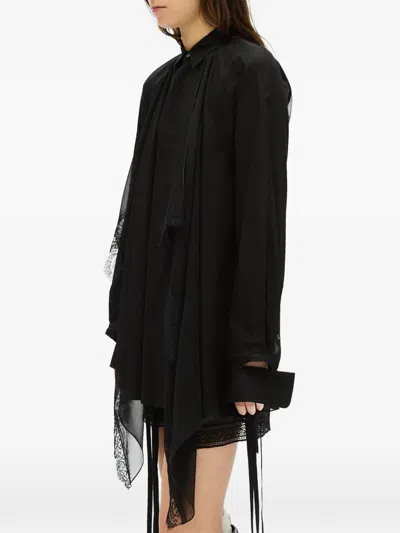 Ann Demeulemeester Lace-trim Pleated Shirt In Black