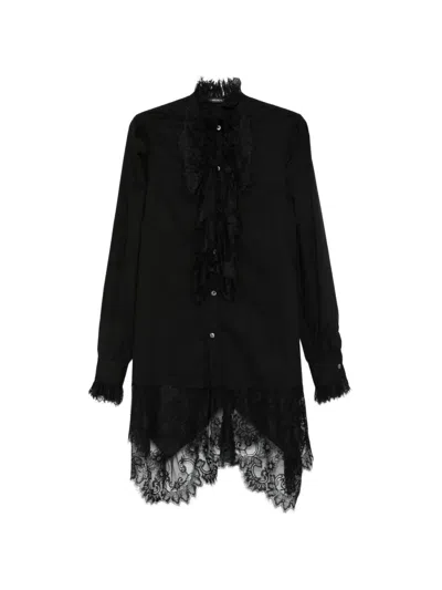 Ann Demeulemeester Lace-trim Ruffled Shirt In Animal Print