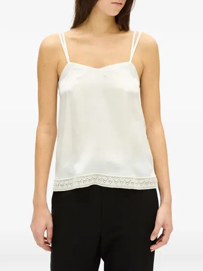 Ann Demeulemeester Lace-trim Silk Top In White