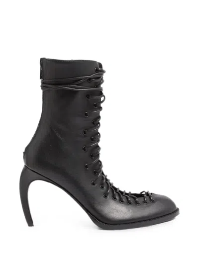 Ann Demeulemeester Lace-up Ankle Boots In Black