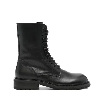 Ann Demeulemeester Lace-up Leather Boots In Black