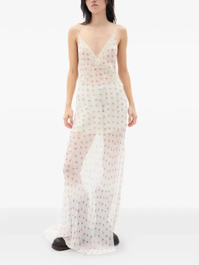 Ann Demeulemeester Lala Lace-detail Maxi Dress In White