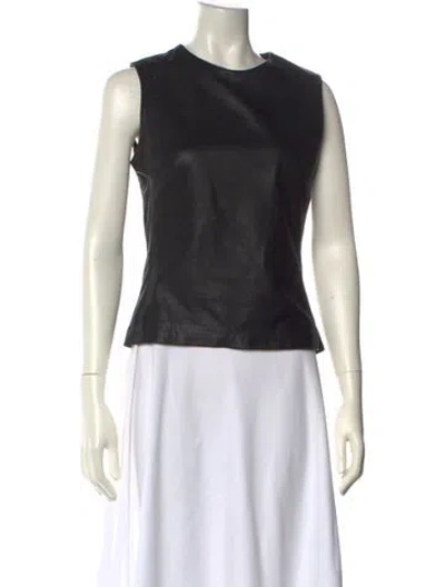 Pre-owned Ann Demeulemeester Lamb Leather Crew Neck Top In Black