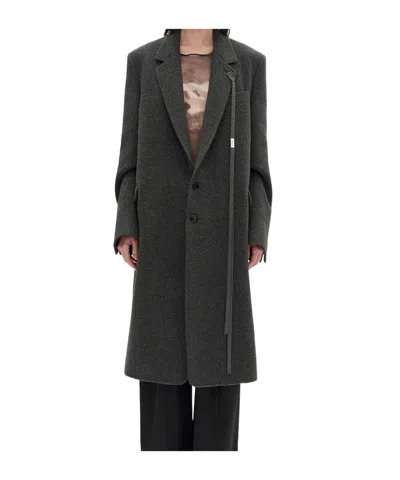 Ann Demeulemeester Lapel Long Sleeve Coat In Gray