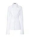 Ann Demeulemeester Linsey Open Front Poplin Shirt In White