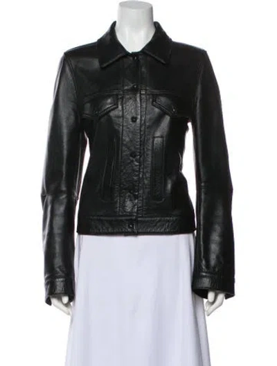 Pre-owned Ann Demeulemeester Late 1990's - Early 2000's Leather Biker Jacket In Green