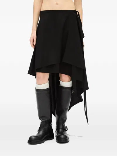 Ann Demeulemeester Layered Asymmetric Skirt In Black