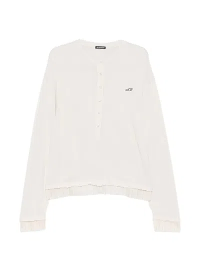 Ann Demeulemeester Layered-effect Henley-neck T-shirt In White