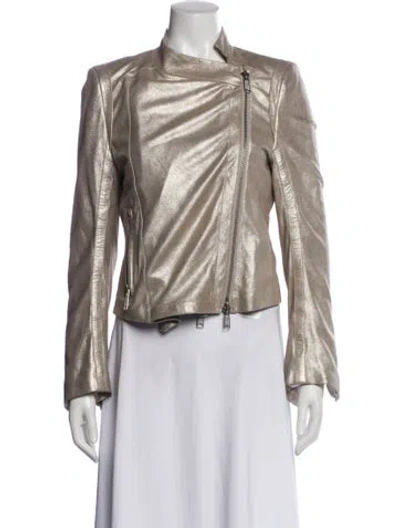 Pre-owned Ann Demeulemeester Leather Biker Jacket In Neutral