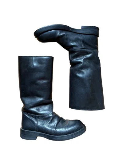 Pre-owned Ann Demeulemeester Leather Biker Moto Boots In Black