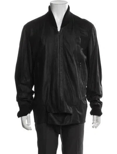Pre-owned Ann Demeulemeester Leather Bomber Jacket W/ Tags In Gray