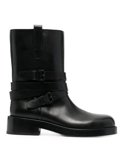 Ann Demeulemeester Leather Boots In Black