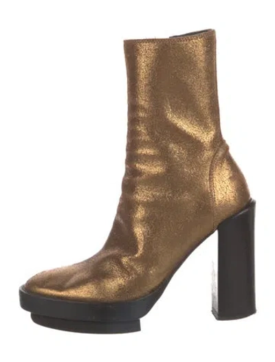 Pre-owned Ann Demeulemeester Leather Boots In Gold/metallic