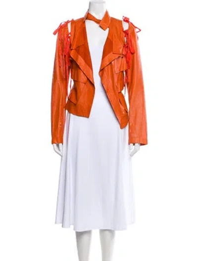 Pre-owned Ann Demeulemeester Leather Cape In Orange
