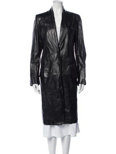 Pre-owned Ann Demeulemeester Leather Coat In Blue