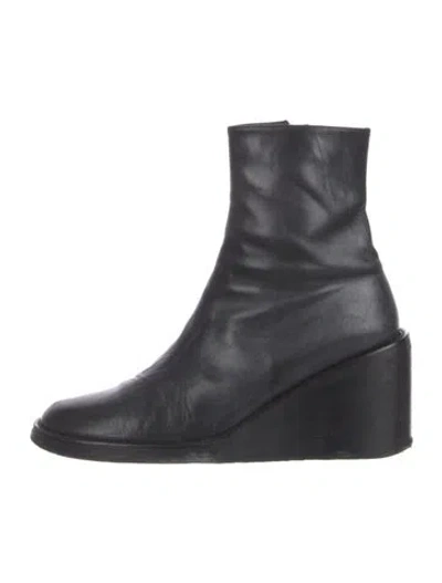 Pre-owned Ann Demeulemeester Leather Colorblock Pattern Boots In Black