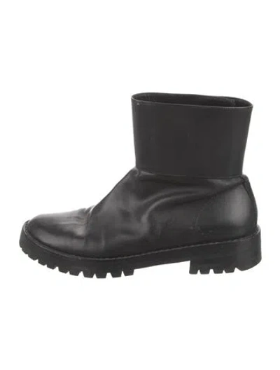 Pre-owned Ann Demeulemeester Leather Combat Boots In Black