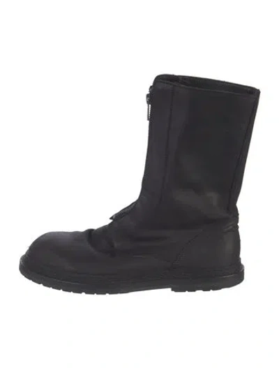 Pre-owned Ann Demeulemeester Leather Combat Boots In Black