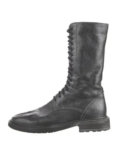 Pre-owned Ann Demeulemeester Leather Combat Boots In Black