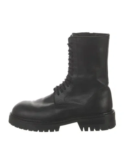 Pre-owned Ann Demeulemeester Leather Combat Boots In Black