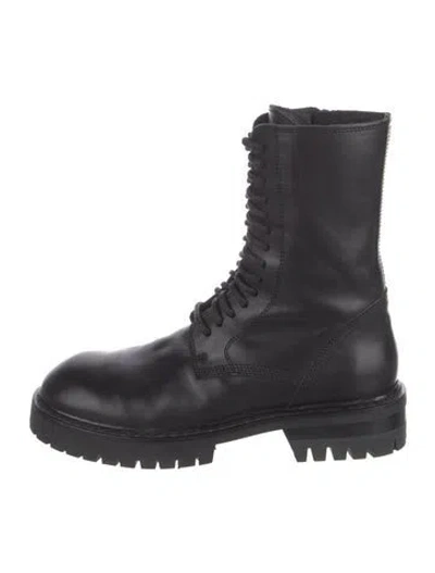 Pre-owned Ann Demeulemeester Leather Combat Boots In Black
