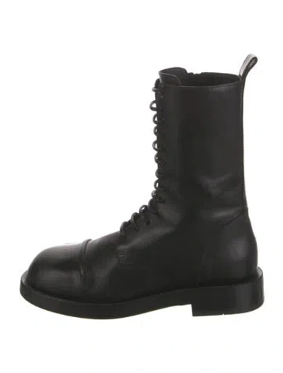 Pre-owned Ann Demeulemeester Leather Combat Boots In Black