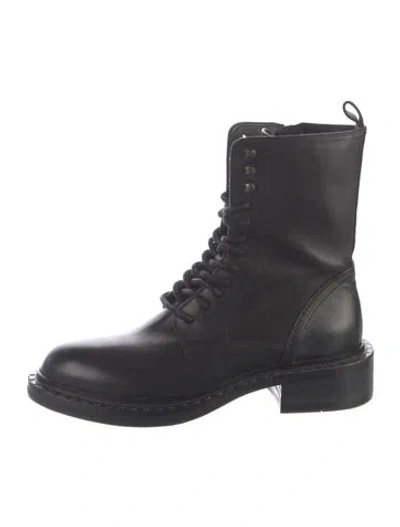 Pre-owned Ann Demeulemeester Leather Combat Boots In Black