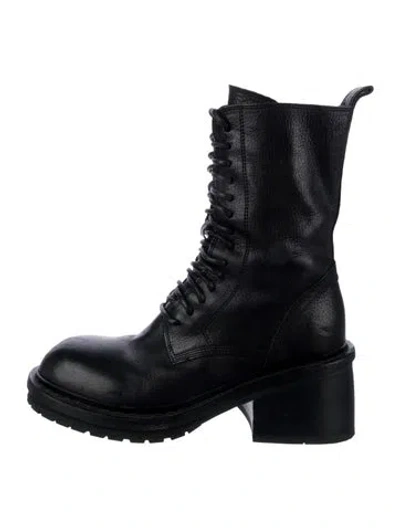 Pre-owned Ann Demeulemeester Leather Combat Boots In Black