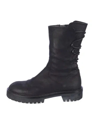 Pre-owned Ann Demeulemeester Leather Combat Boots In Black