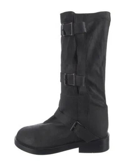 Pre-owned Ann Demeulemeester Leather Combat Boots In Black