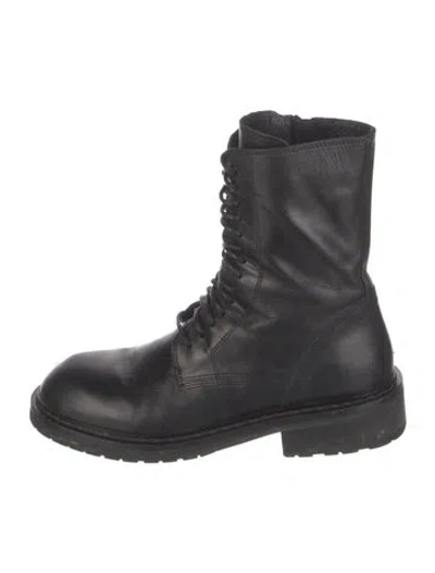Pre-owned Ann Demeulemeester Leather Combat Boots In Black