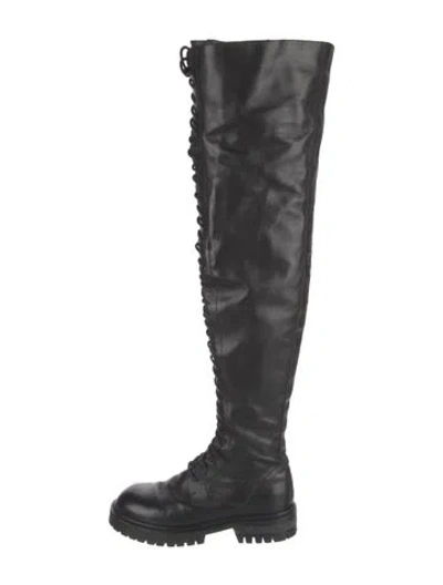 Pre-owned Ann Demeulemeester Leather Combat Boots In Black