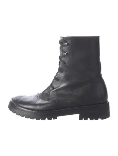 Pre-owned Ann Demeulemeester Leather Combat Boots In Black