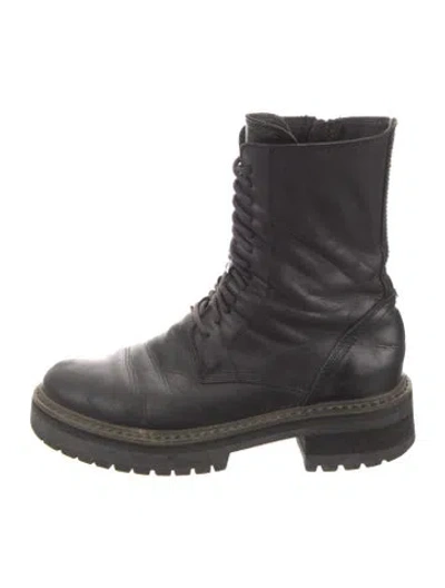 Pre-owned Ann Demeulemeester Leather Combat Boots In Black