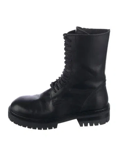 Pre-owned Ann Demeulemeester Leather Combat Boots In Black