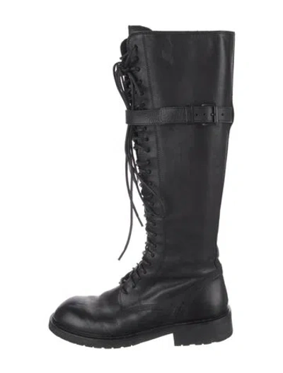 Pre-owned Ann Demeulemeester Leather Combat Boots In Black