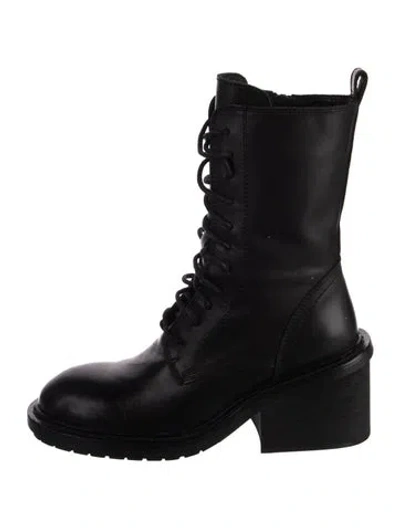 Pre-owned Ann Demeulemeester Leather Combat Boots In Black