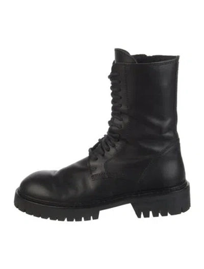 Pre-owned Ann Demeulemeester Leather Combat Boots In Black