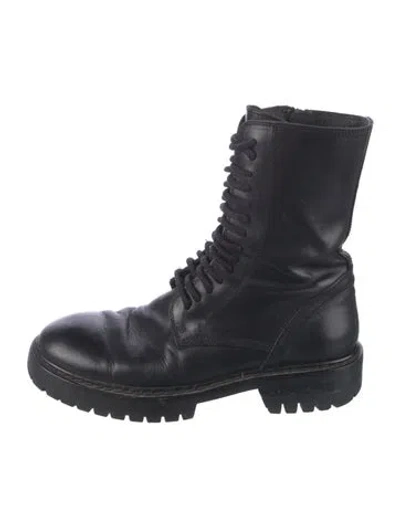 Pre-owned Ann Demeulemeester Leather Combat Boots In Black