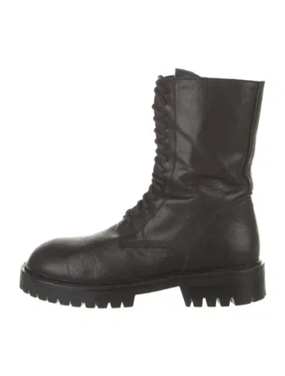 Pre-owned Ann Demeulemeester Leather Combat Boots In Black