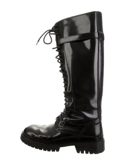 Pre-owned Ann Demeulemeester Leather Combat Boots In Black