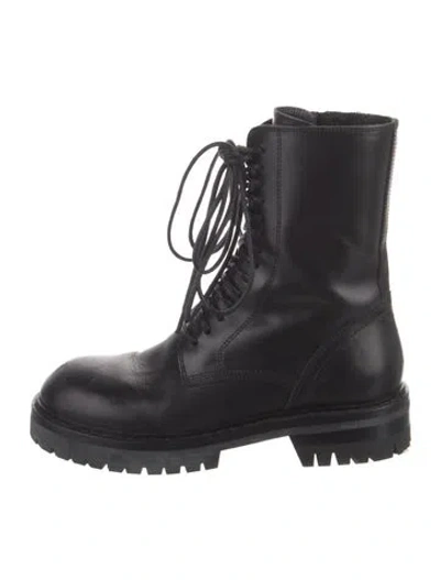 Pre-owned Ann Demeulemeester Leather Combat Boots In Black