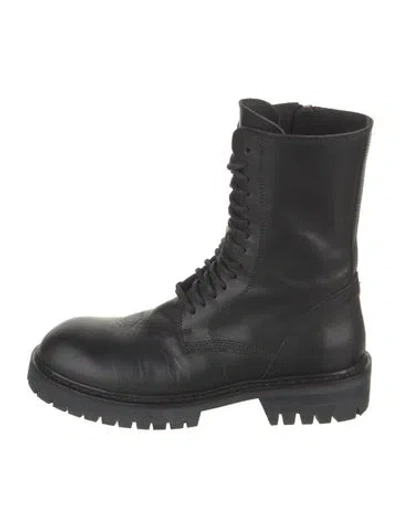 Pre-owned Ann Demeulemeester Leather Combat Boots In Black