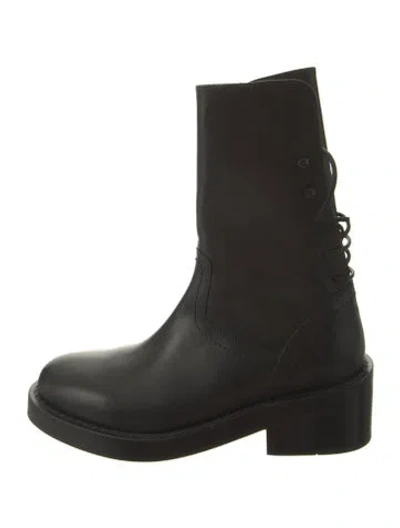 Pre-owned Ann Demeulemeester Leather Combat Boots In Black