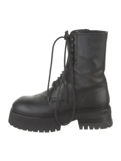 Pre-owned Ann Demeulemeester Leather Combat Boots In Black
