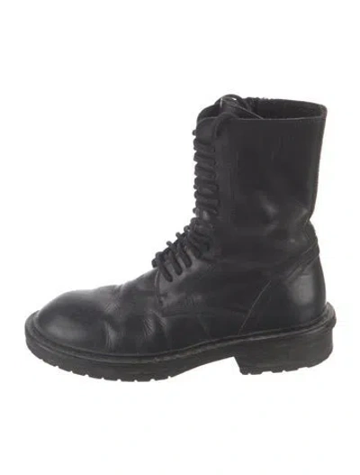 Pre-owned Ann Demeulemeester Leather Combat Boots In Black