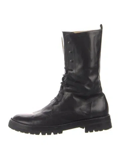 Pre-owned Ann Demeulemeester Leather Combat Boots In Black